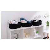 Shelf Storage Baskets for Organizing|Cute Basket for Closet&Blanket Storage|Small Woven Baskets to Store Toys,Books,etc.-13x8.66x5.11  Cotton Rope,Stylish,Oval 3 Packs Black