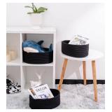 Shelf Storage Baskets for Organizing|Cute Basket for Closet&Blanket Storage|Small Woven Baskets to Store Toys,Books,etc.-13x8.66x5.11  Cotton Rope,Stylish,Oval 3 Packs Black