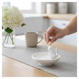 Cat Ring Holder, Ring Dish Mom Gifts for Women, Cat Jewelry Holder, White Ceramic Jewelry Tray Trinket Bowl Gift for Mom, Cats Lover, Birthday Christmas Thanksgiving Wedding