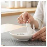 Cat Ring Holder, Ring Dish Mom Gifts for Women, Cat Jewelry Holder, White Ceramic Jewelry Tray Trinket Bowl Gift for Mom, Cats Lover, Birthday Christmas Thanksgiving Wedding