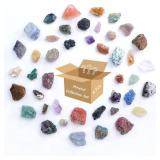 6Pcs Mystery Natural Rough Stones Collection Box - Real Crystals Decor for Adults & Kids | Witchy Curio Cabinet Decor | Unique Gifts for Science Lovers