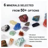 6Pcs Mystery Natural Rough Stones Collection Box - Real Crystals Decor for Adults & Kids | Witchy Curio Cabinet Decor | Unique Gifts for Science Lovers