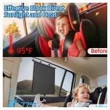 ZATOOTO Car Window Shade for Baby Retractable Roller Sun Shade with Reflective White Coating for Better Cooling Effect UV Protection Heat and Glare Blocking, Car Curtains with Suction Cups