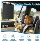 ZATOOTO Car Window Shade for Baby Retractable Roller Sun Shade with Reflective White Coating for Better Cooling Effect UV Protection Heat and Glare Blocking, Car Curtains with Suction Cups