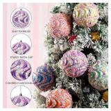Lanpn 6 Pcs 4" Large Pastel Christmas Ornaments, Big Xmas Ball Outdoor, Plastic Christmas Tree Ornament, Giant Candy Balls Hanging Decor for Candyland Lawn Yard Home Outside, Rainbow Color