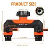 Hose Splitter 2 Way,3/4"Outdoor Garden Faucet Two Way Hose Splitter,Suitable for high water pressure faucet manifolds, Extended handle,Individually Adjustable and Lockable Water Flow, Orange