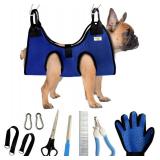 Dog Grooming Hammock for Small Dogs - Pet Grooming Harness with Nail Clippers, Nail File, Scissors, Comb and Brush Mitt - Restraint Sling for Easy Grooming, Complete Grooming Kit for Dogs