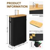 Toilet Paper Storage Basket Bamboo Lid - with Built-in Toilet Paper Holder & Stretchable Handle - Slim Tall for Foldable Free Standing Organizer with Wheels - 47L Bathroom Storage Bag - Black