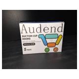 Audend Suction Cup Hooks for Shower, Wreath Hanger 5 Pack, Bathroom Suction Hooks Hold Up to 9 lbs, No Drill Siding Clips for Restroom, Window, Door, Kitchen (Black)