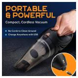 Power Practical Handheld Car Vacuum Cordless Rechargeable Portable Vacuum Cleaner W/Strong Suction Small, Mini Vacuum Cleaner for Car, Couch, & Home Aspiradora para Carro