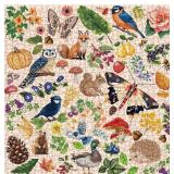 Fall Nature Painting Jigsaw Puzzle 1000 Piece for Adult, Funny Cute Animal Plant Jigsaw Puzzles, Bird Butterfly Flower Duck Puzzle