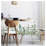 Spring Tablecloth Eucalyptus Floral Waterproof Fabric,Rectangle Watercolor Oil-Proof Wrinkle Resistant Table Cover for Dining Table, Buffet Parties and Camping (60" x 84")