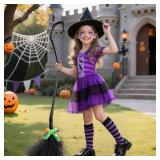 Kids Witch Costume for Girls, Halloween Costumes Dress Up Role Play Set M