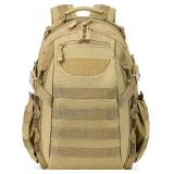 21L Small Tactical Backpack | Fit 12 Inch Laptop, Water Bottle Holder, 1050D fabric, Molle, Daily Work, Travel, Hiking (Tan)