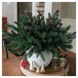 Ivydale 14Pcs Faux Pine Branches Norfolk Stem for Christmas Decoration, Artificial Greenery Plants Pine Needles with Pinecones for Table DIY Home Winter Indoor Vase Real Touch Christmas Decorations