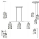 Doraimi Lighting 2 Pack Crystal Metal Pendant Ceiling Chandelier Wall Sconce Lamp Replacement Covers Shade Fixture Brushed Nickel Finish,1.66" Fitter Size,7.1" high*5.3" Diameter