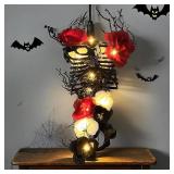 Halloween Decor, 27 Inch Gothic Wall Decor Light Up Floral Skeleton Torso for Halloween Decorations Indoor, Gothic Ribcage Art, Easy Assemble Indoor Display