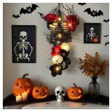 Halloween Decor, 27 Inch Gothic Wall Decor Light Up Floral Skeleton Torso for Halloween Decorations Indoor, Gothic Ribcage Art, Easy Assemble Indoor Display