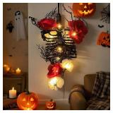 Halloween Decor, 27 Inch Gothic Wall Decor Light Up Floral Skeleton Torso for Halloween Decorations Indoor, Gothic Ribcage Art, Easy Assemble Indoor Display