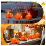 MTLEE 3 Pcs Pumpkin Shaped Spice Candle with Ceramic Pumpkin Jar Scented Fall Candles Gift Thanksgiving Autumn Table Centerpiece Tealight Decoration Halloween Farmhouse Home Fragrance Illuminate Decor