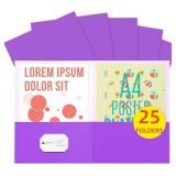 Two Pocket Folders,25 Pack Purple Folders with Pockets Fit Letter Size Paper,Thick Paper File Folder for School Office Business Home