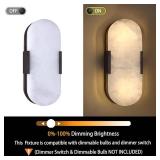 Doraimi Lighting 2 Light 12" Natural Oval Alabaster Marble Bathroom Wall Sconce Modern Concise Style Wall Light Fixture,Oil Rubbed Bronze Finish for Bedroom Hallway Bedside Living Room