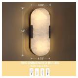 Doraimi Lighting 2 Light 12" Natural Oval Alabaster Marble Bathroom Wall Sconce Modern Concise Style Wall Light Fixture,Oil Rubbed Bronze Finish for Bedroom Hallway Bedside Living Room