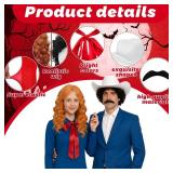 Mepase 6 Pcs Halloween Singer Couple Costume Adults Costume Accessories Include Wigs Cowboy Hat Beard Stockings and Bow Tie for Women Men Halloween Cosplay Party Outfits