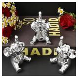 Cute Small Set of 3 Elephant Statues Home D cor Cool Electroplating Process Elephant Figurines for Shelf, Living Room Office Desktop, Animal Sculptures Gifts, Decor for Women (Silver)