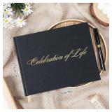 Funeral Guest Book, Celebration of Life Guest Book in Loving Memory Guest Book for Celebration of Life Decorations Funeral Sign in Guest Book Funeral Memory Book, Black Linen Cover, 9" x7