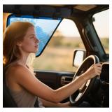 Side Window Sunshade for Jeep Wrangler,Driver Window Sun Shade for Jeep Roll Bar,Breathable Mesh Window Shade,Featuring Eyewear Clip System,Blue
