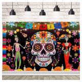 7x5ft Day of The Dead Party Decoration Supplies Backdrop Banner for Mexican Fiesta Skull Flowers Photo Booth Background Dia DE Los Muertos for Alebrijes Mexicanos Home Wall Door Decor