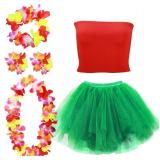 Yahenda 6 Pcs Hawaiian Costume Accessories Tutu Hula Skirt with Crop Top Leis Outfits for Women Halloween Luau Party M