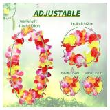 Yahenda 6 Pcs Hawaiian Costume Accessories Tutu Hula Skirt with Crop Top Leis Outfits for Women Halloween Luau Party M