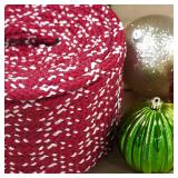 Sneaky Santa Lidded Crock Basket - Red 10 x10 x6