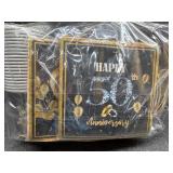 50th Anniversary Decorations Tableware Set, 142Pcs Black Gold 50th Anniversary Plates and Napkins,Cups,Banner,Happy 50th Anniversary Tablecloth for 50th Wedding Anniversary Party Supplies