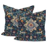 Throw Pillow Covers Pack of 2 Double-Sided Printing Home Indoor and Outdoor Sofa Bed Decor 18 x 18 Inch Blue Bohemian Pattern pillowcover