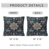 Throw Pillow Covers Pack of 2 Double-Sided Printing Home Indoor and Outdoor Sofa Bed Decor 18 x 18 Inch Blue Bohemian Pattern pillowcover