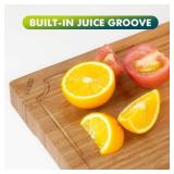 Durable Bamboo Cutting Boards for Kitchen   3-Piece Set with Deep Juice Grooves, Carbonized Surface & Heavy-Duty Design, Perfect for Charcuterie, Meat, and Vegetables