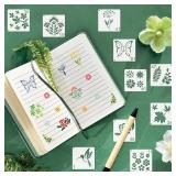 100Pcs Small Stencils for Rock Painting Reusable Small Flower Stencils for Crafts on Wood 2 Inch Nature Spring Flower Stencil Floral templates for Paint on Craft Fabric Card Walls Decor(Floral100)