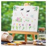 100Pcs Small Stencils for Rock Painting Reusable Small Flower Stencils for Crafts on Wood 2 Inch Nature Spring Flower Stencil Floral templates for Paint on Craft Fabric Card Walls Decor(Floral100)