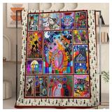 NADEnVIE Throw Blanket - Colorful Cat Design Boho Blanket, Ultra Soft Rustic Quilt For Sofa 5