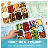 Caperci Snackle Box Container - Large 10 Compartments Divided Serving Tray with Lid and Handle, Built-in 2 Dip Containers, Dishwasher Safe, Leak-Proof, Wheat Straw, BPA-Free (Blue)