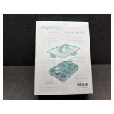 Caperci Snackle Box Container - Large 10 Compartments Divided Serving Tray with Lid and Handle, Built-in 2 Dip Containers, Dishwasher Safe, Leak-Proof, Wheat Straw, BPA-Free (Blue)