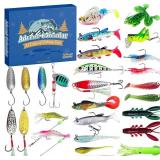 Fishing Advent Calendar 2025, 24 Days of Surprise with 27Pcs Fishing Lures Set for Men Teen Boys Dad Christmas Countdown