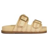 Woven Sandals Women Platform Slides Round Toe Double Buckle Flat Sandals Cute Comfort Flatform Shoes 7.5