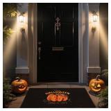 Pumpkin Front Door Mat Indoor Outside Entrance, Heavy Duty Dirt Trapper Doormat with Non Slip Backing Entryway Mat for Front Back Door, 17