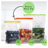 Slider Freezer Bag (50-Pcs), Reusable Food Bags Set   Large, Medium, Small Plastic Bags (4.5L, 2.25L & 1L), 50 sticker Labels, Ziplock bag holder, & Pen   BPA-Free, Food Storage Bag