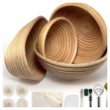 Natural Unbleached Banneton, Sourdough Bread Proofing Basket Kit, 6,8,9,10 Inch Basket with BreadMaking Baking Supplies Tools, Banneton Basket Gift Set - Primary Color