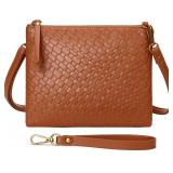 Small Crossbody Bags for Women Designer Splicing Style Vegan Leather Wristlet Purse fwith Shoulder and Wrist Straps